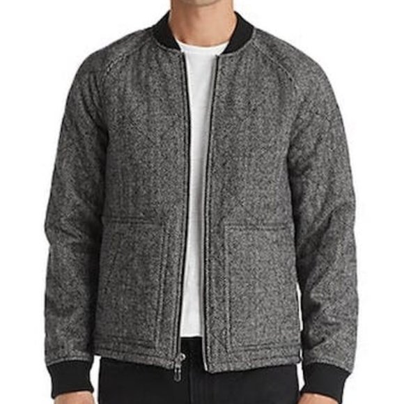 Frame Herringbone Bomber Jacket, Large /Noir Multi